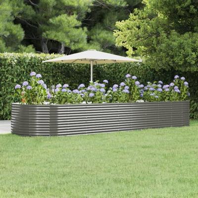 VidaXL Plantenbak 447x140x68 cm gegalvaniseerd staal grijs VidaXL Plantenbak 447x140x68 cm gegalvaniseerd staal grijs