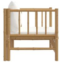 Tuinbank met kussens bamboe crmewit - thumbnail