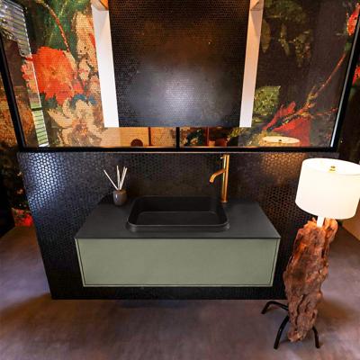 Badkamermeubelset Mondiaz Erin 100 cm met 1 Lade met RIDGE Wastafel Midden Urban met 1 kraangat Greeploos Mat Army Badkamermeubelset Mondiaz Erin 100 cm met 1 Lade met RIDGE Wastafel Midden Urban met 1 kraangat Greeploos Mat Army