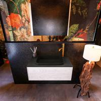 Badkamermeubelset Mondiaz Erin 80 cm met 1 Lade met RIDGE Wastafel Midden Urban met 1 kraangat Greeploos Mat Underlayment - thumbnail