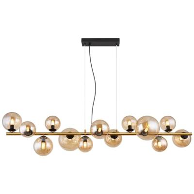 Globo Gouden hanglampRiha design met amber glas - 56135-13H
