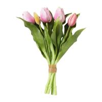 Kunstbloem tulpenboeketje - roze - 30 cm - thumbnail