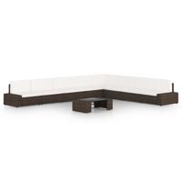 9-delige Loungeset met kussens poly rattan bruin - thumbnail