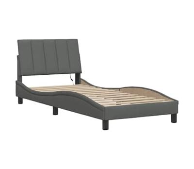 Bedframe zonder matras 100x200 cm stof donkergrijs