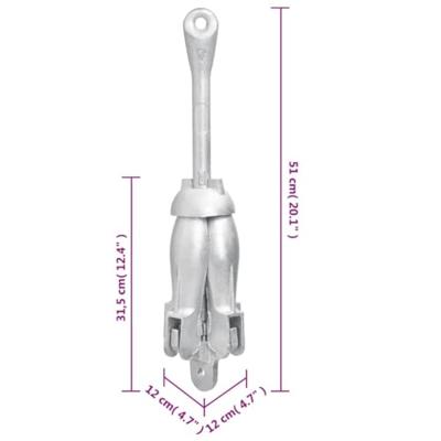 VidaXL Anker inklapbaar 6 kg thermisch verzinkt gietijzer zilver