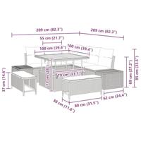 Tuinbankenset met kussen met opslag 8 pcs Beige Poly riet - thumbnail