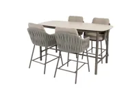 High dining set Manolo 180x90x90 met 4x Cannes stoel - thumbnail
