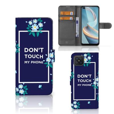 OPPO Reno4 Z Portemonnee Hoesje Flowers Blue DTMP OPPO Reno4 Z Portemonnee Hoesje Flowers Blue DTMP