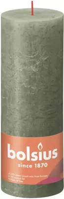 Bolsius rustiek stompkaars 190/68 olijf