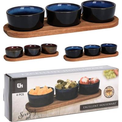 Serveerset op plank 4-delig