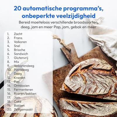 Broodmachine - MEDION - 50076798 - 950 W - 19 programma's - Hublot - Wit