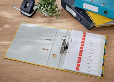 Leitz Cosy tabbladen, ft A4, 11-gaatsperforatie, PP, geassorteerde kleuren, set 1-12