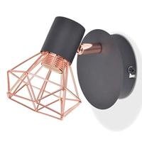 VidaXL Wandlamp e14 zwart en koper 2 st - thumbnail