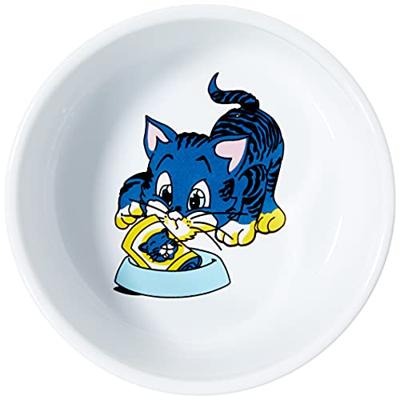 TRIXIE VOERBAK / WATERBAK STRIPKAT MET BAK KERAMIEK WIT 11 CM 300 ML 4 ST