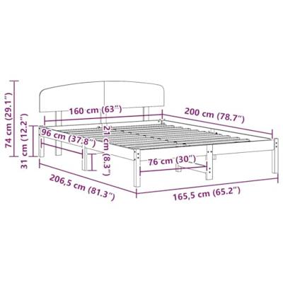 Bedframe met hoofdeinde Wit 160 x 200 cm Massief grenenhout Bedframe met hoofdeinde Wit 160 x 200 cm Massief grenenhout