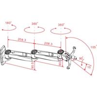 SpeaKa Professional SP-1624856 SuperSwivel Monitor-wandbeugel 1-voudig 25,4 cm (10) - 76,2 cm (30) Zilver-zwart Kantelbaar, Zwenkbaar, Roteerbaar - thumbnail