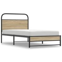 Bedframe zonder matras bewerkt hout gerookt eiken 107x203 cm - thumbnail