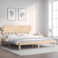 Bedframe met hoofdbord massief hout - thumbnail