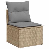 5-delige Loungeset met kussens poly rattan beige - thumbnail