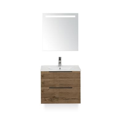 Seville Badmeubelset 60 cm - Tabacco Edge greep - Wastafel Enjoy - met Sence Spiegel