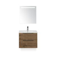 Seville Badmeubelset 60 cm - Tabacco Edge greep - Wastafel Enjoy - met Sence Spiegel - thumbnail