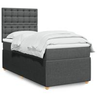 Boxspring met matras stof donkergrijs 100x200 cm - thumbnail