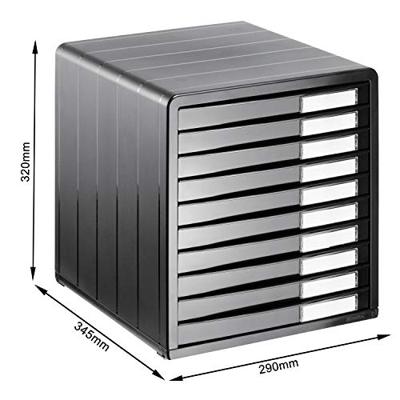 Rotho Timeless Bureau Ladenbak met 10 Dichte Lades 34.5x29x32 cm Antraciet