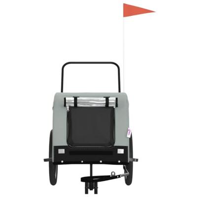 Hondenfietstrailer oxford stof en ijzer grijs en zwart - thumbnail