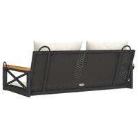 Schommelbank met kussens 109x62x40 cm poly rattan zwart - thumbnail