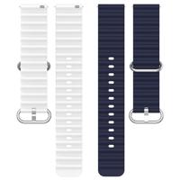 Ocean Style bandje - Donkerblauw / wit - Garmin Vivoactive 6 / Vivoactive 5 / Vivoactive 3 - thumbnail