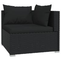 6-delige Loungeset met kussens poly rattan zwart - thumbnail