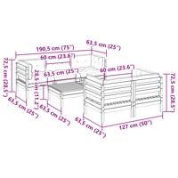 6-delige Loungeset met kussens massief grenenhout wasbruin - thumbnail