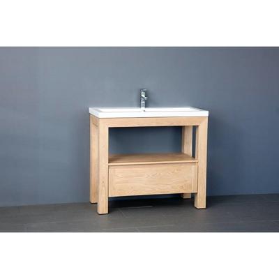 Badkamermeubelset Sanilux Robusta Keramiek 100x47x85 cm 1 Kraangat Massief Eikenhout