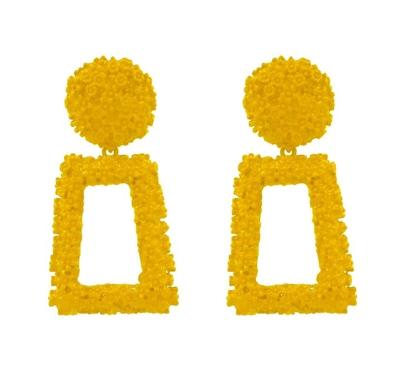 Metalen oorbellen eenvoudige geometrische reliëf bloemen oorbellen Retro Fashion persoonlijkheid Earrings(yellow)