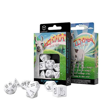 Bright Llama Dice Set White & Black (7)