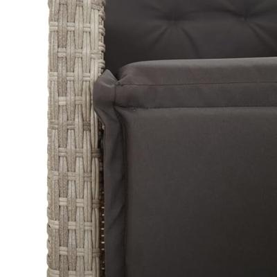 9-delige Tuinset met kussens poly rattan lichtgrijs