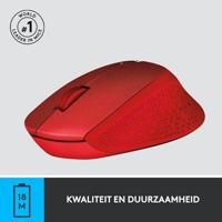 Logitech Mouse M330 Silent Plus Rood Draadloze Muis - thumbnail