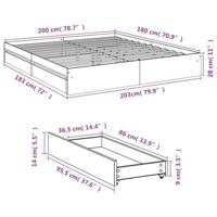 Bedframe met lades bewerkt hout grijs sonoma eiken 180x200 cm - thumbnail