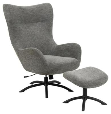 Bendt Draaifauteuil 'Keaton' met voetenbankje, kleur Donkergrijs Bendt Draaifauteuil 'Keaton' met voetenbankje, kleur Donkergrijs