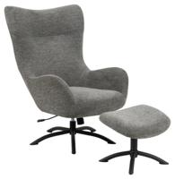 Bendt Draaifauteuil 'Keaton' met voetenbankje, kleur Donkergrijs - thumbnail
