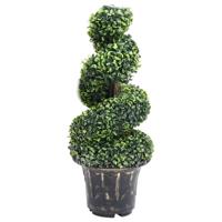 Kunstplant met pot buxus spiraal 89 cm groen - thumbnail