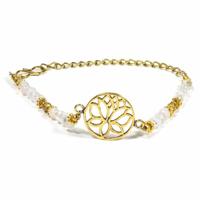 Edelsteen Armband Maansteen met Lotus - thumbnail