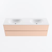 MONDIAZ VICA 150cm badmeubel onderkast Rosee 2 lades. Wastafel MOON dubbel 2 kraangaten, kleur Talc. - thumbnail