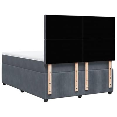 Boxspring met matras fluweel donkergrijs 140x190 cm