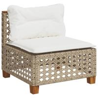 Tuinbank zonder armleuning met kussens poly rattan beige - thumbnail