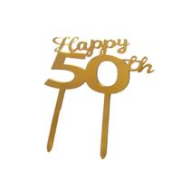 Happy 50th Cake Topper (Goud) - thumbnail