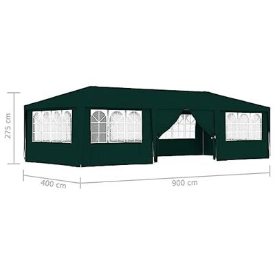 Partytent met zijwanden professioneel 90 g/m² 4x9 m groen - thumbnail