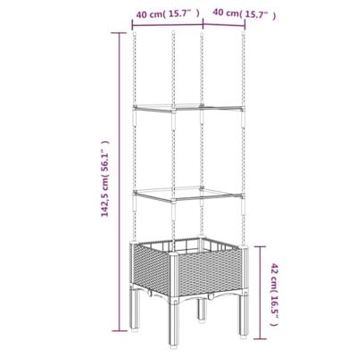 VidaXL Plantenbak met latwerk 40x40x142,5 cm polypropeen wit
