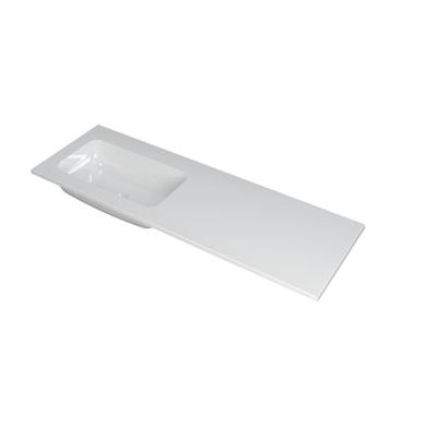 INK Faktor Wastafel Polystone Links Zonder Kraangat - 1400x450x15 mm - Glans Wit