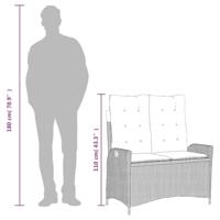 Tuinbankje verstelbaar met kussens poly rattan lichtgrijs - thumbnail